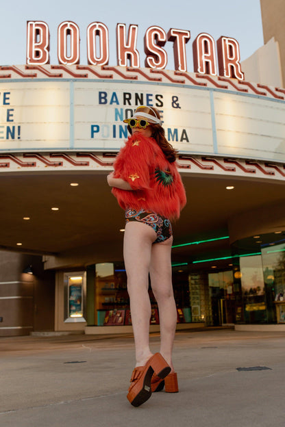 Planet Queen Faux Fur Jacket — Orange | Jennafer Grace