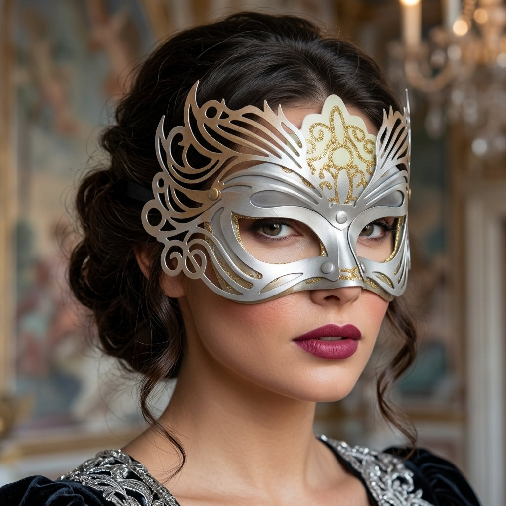 Gilded Elegance Masquerade Mask - Gold & Silver
