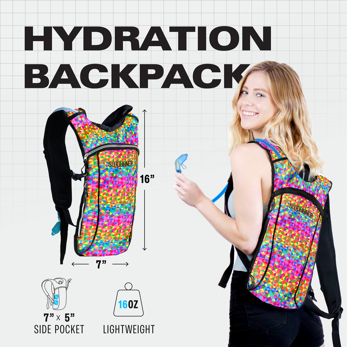Momentum Hydration Pack - 2L Lightweight Festival Backpack - Select from Multiple Colors