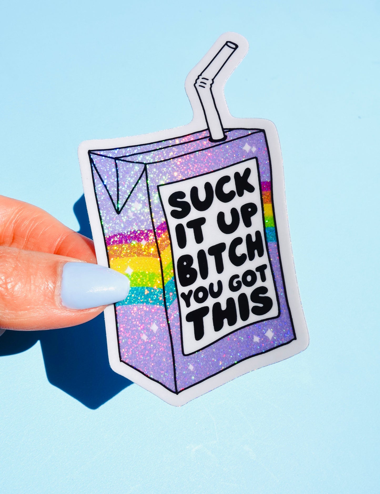 Rainbow Juice Box Sticker — Tough Love Edition