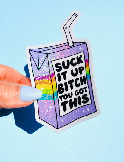 Rainbow Juice Box Sticker — Tough Love Edition