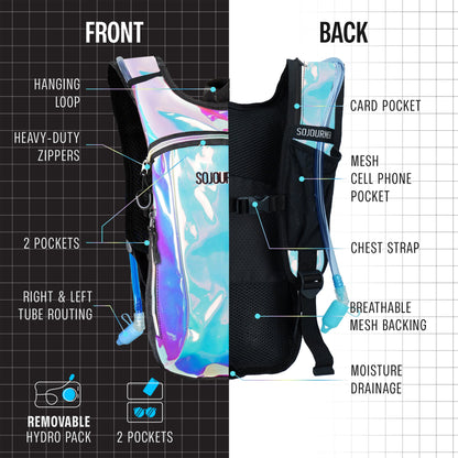 Momentum Hydration Pack - 2L Lightweight Festival Backpack - Select from Multiple Colors