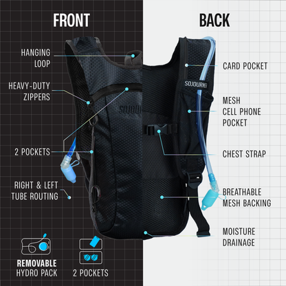 Momentum Hydration Pack - 2L Lightweight Festival Backpack - Select from Multiple Colors