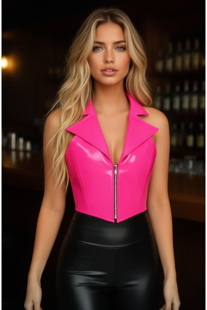 Electric Vixen Collared Corset — Hot Pink | Daisy Corsets