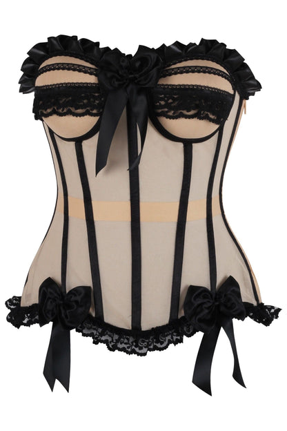 Steel Boned Mesh Bustier Corset — Nude & Black | Daisy Corsets
