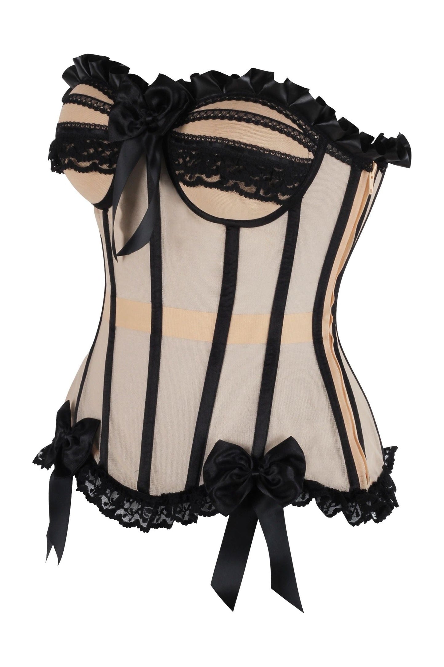Steel Boned Mesh Bustier Corset — Nude & Black | Daisy Corsets