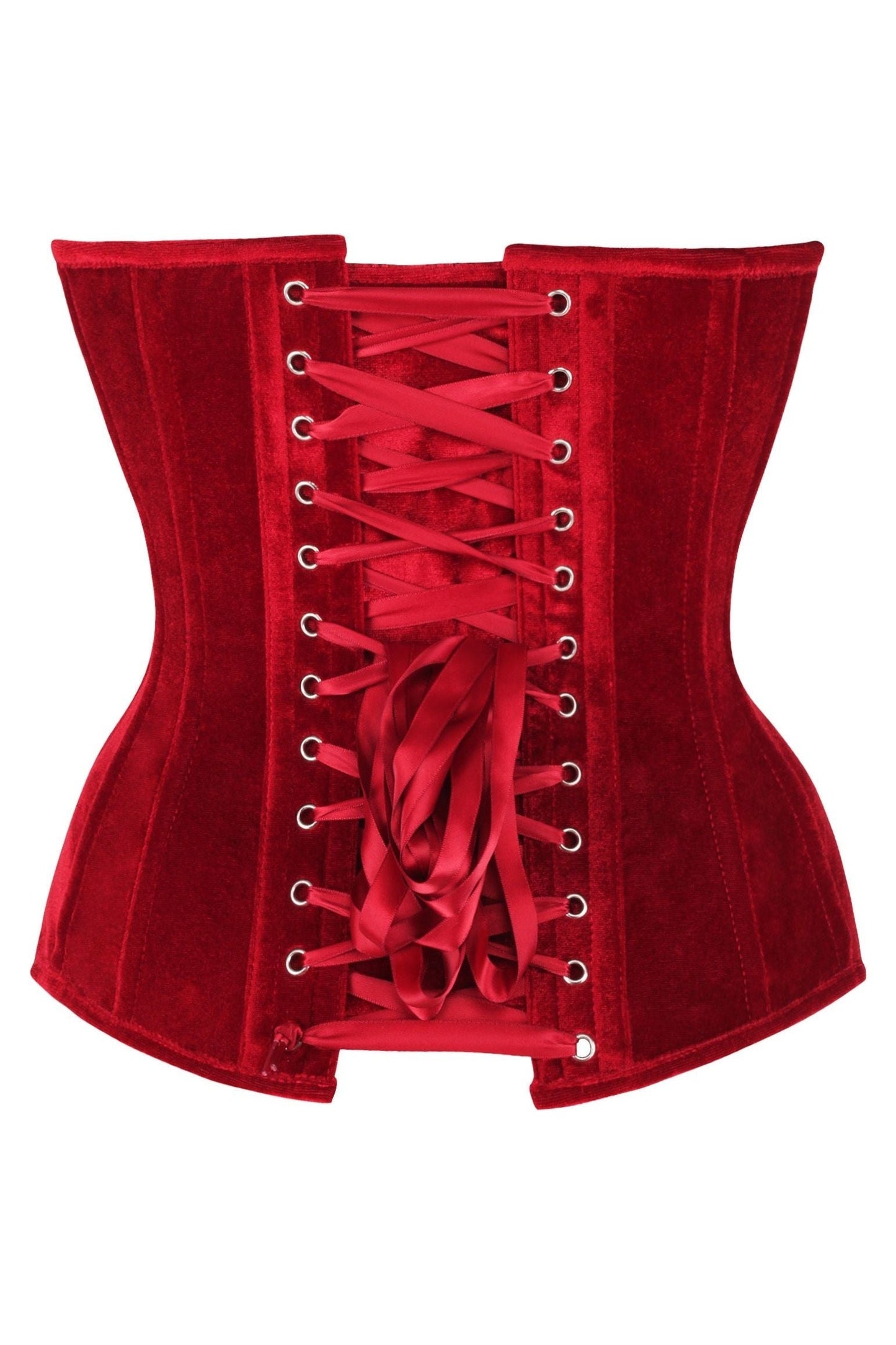 Steel Boned Velvet Plunge Corset — Dark Red | Daisy Corsets