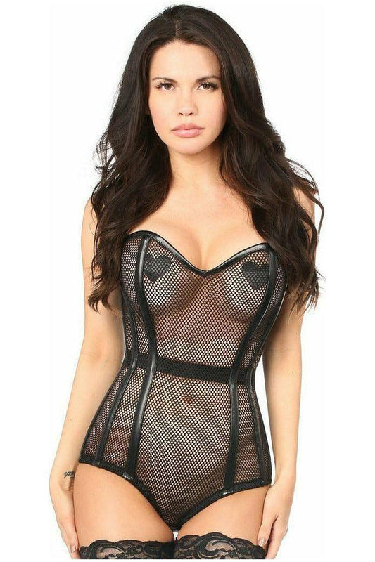 Steel Boned Fishnet Corset Bodysuit — Black | Daisy Corsets