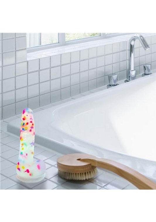 🔒 Confetti Celebration Silicone Dildo — Rainbow Frost | Addiction