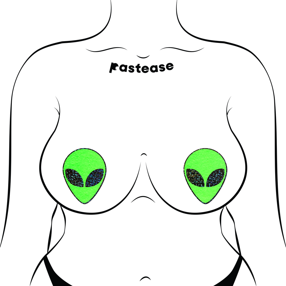 Alien Eyes Pasties — Neon Green Glow | Pastease