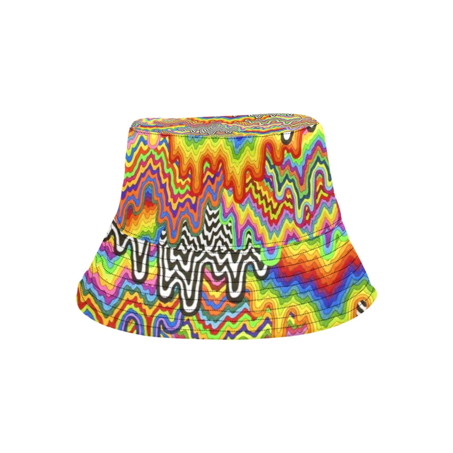 Dripped Spectrum Bucket Hat — Black, White & Rainbow