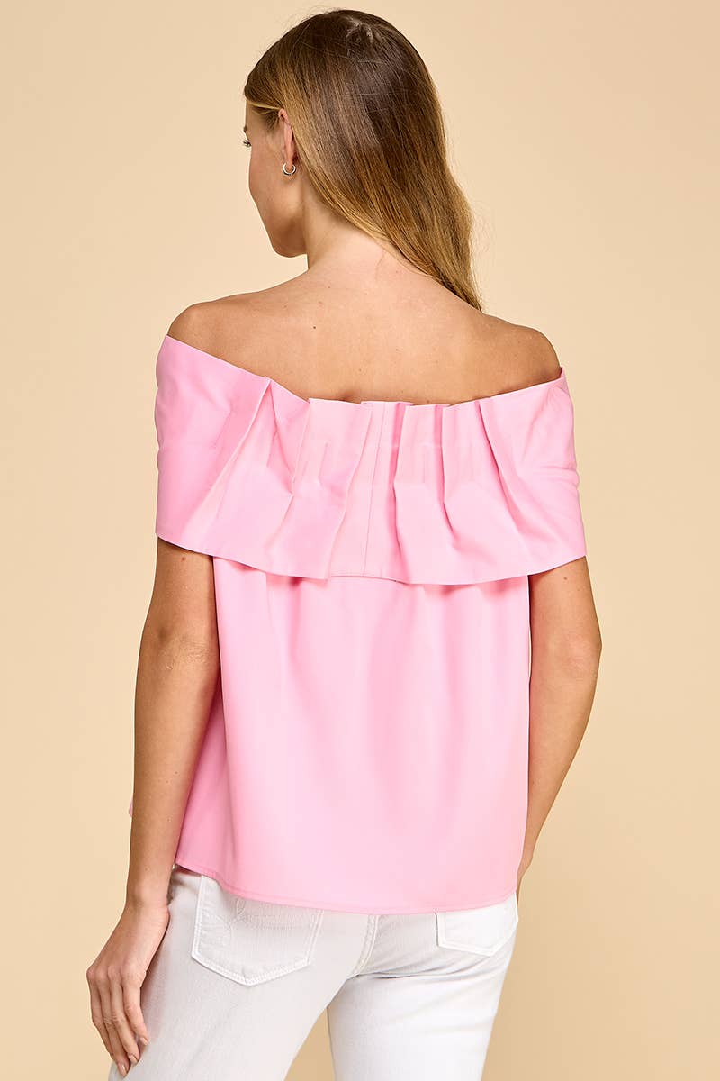 Off-Shoulder Bow Top - Pink