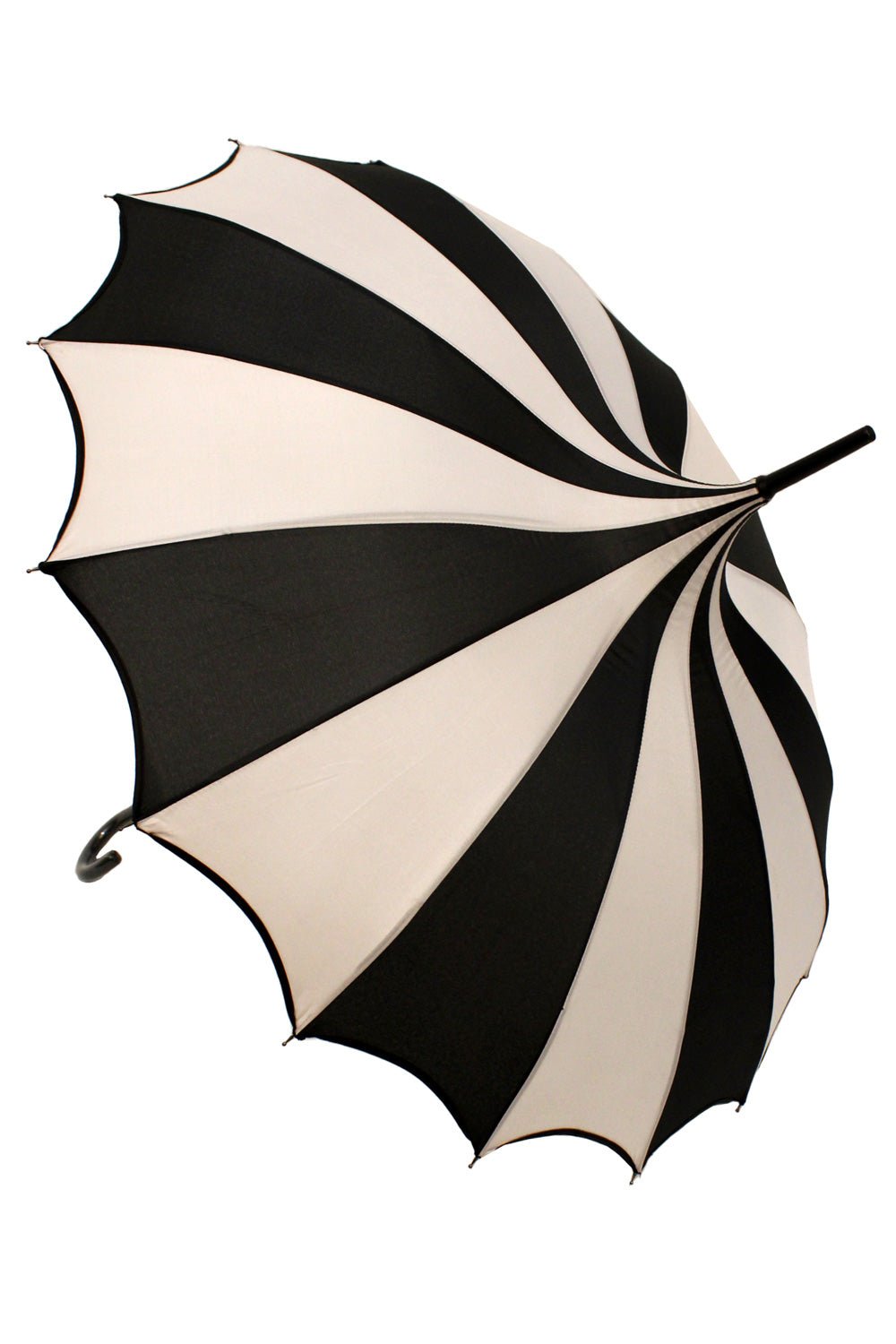 Batwing Pagoda Umbrella – Black & White Statement Stripe