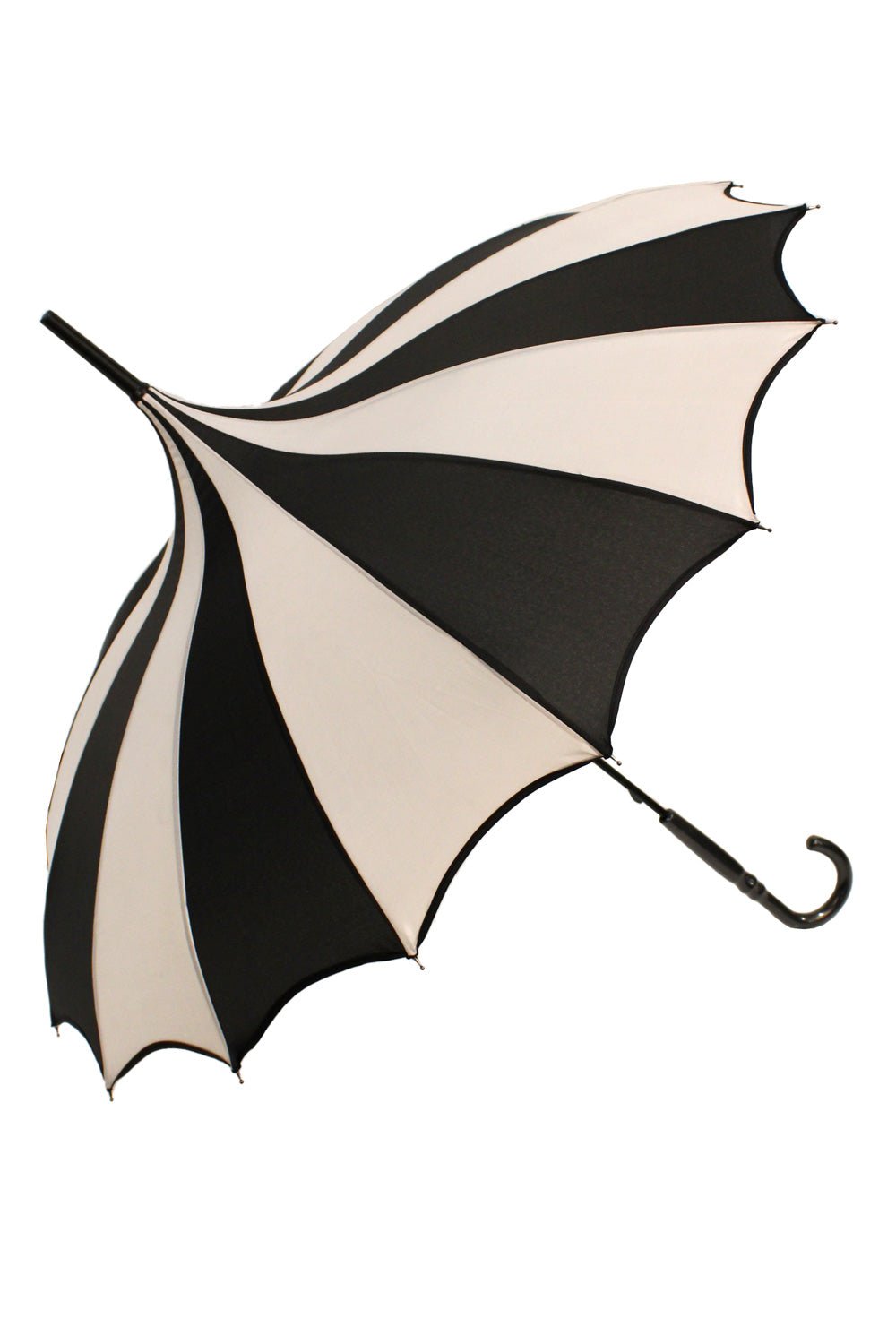Batwing Pagoda Umbrella – Black & White Statement Stripe