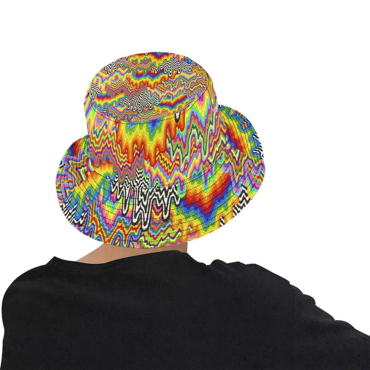 Dripped Spectrum Bucket Hat — Black, White & Rainbow