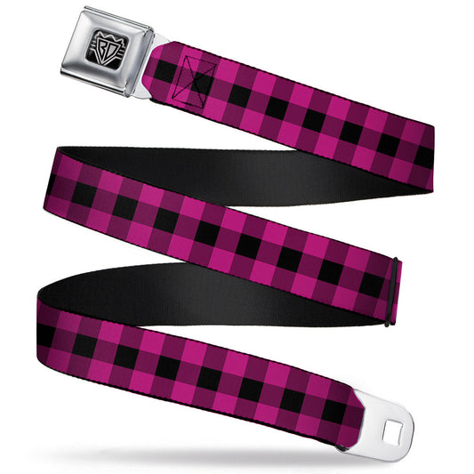 Buffalo Plaid Black + Fuchsia Seatbelt Belt