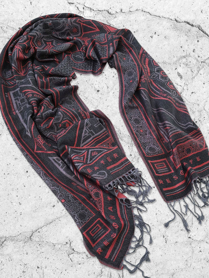 DHARMA V2 • Grey/Red • Festival Shawl/Scarf