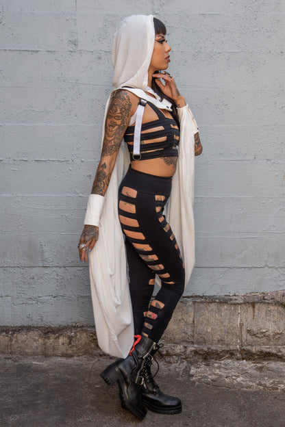 Halo Flow Hood — Off-White Chiffon Winged Layer | Five and Diamond