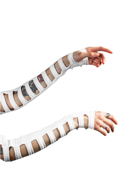 Cage Arms — White Cotton Gauntlets | Five and Diamond