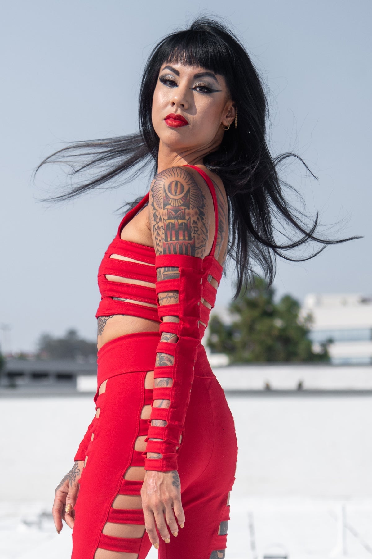 Cage Arm Gauntlets — Red Cotton | Five and Diamond