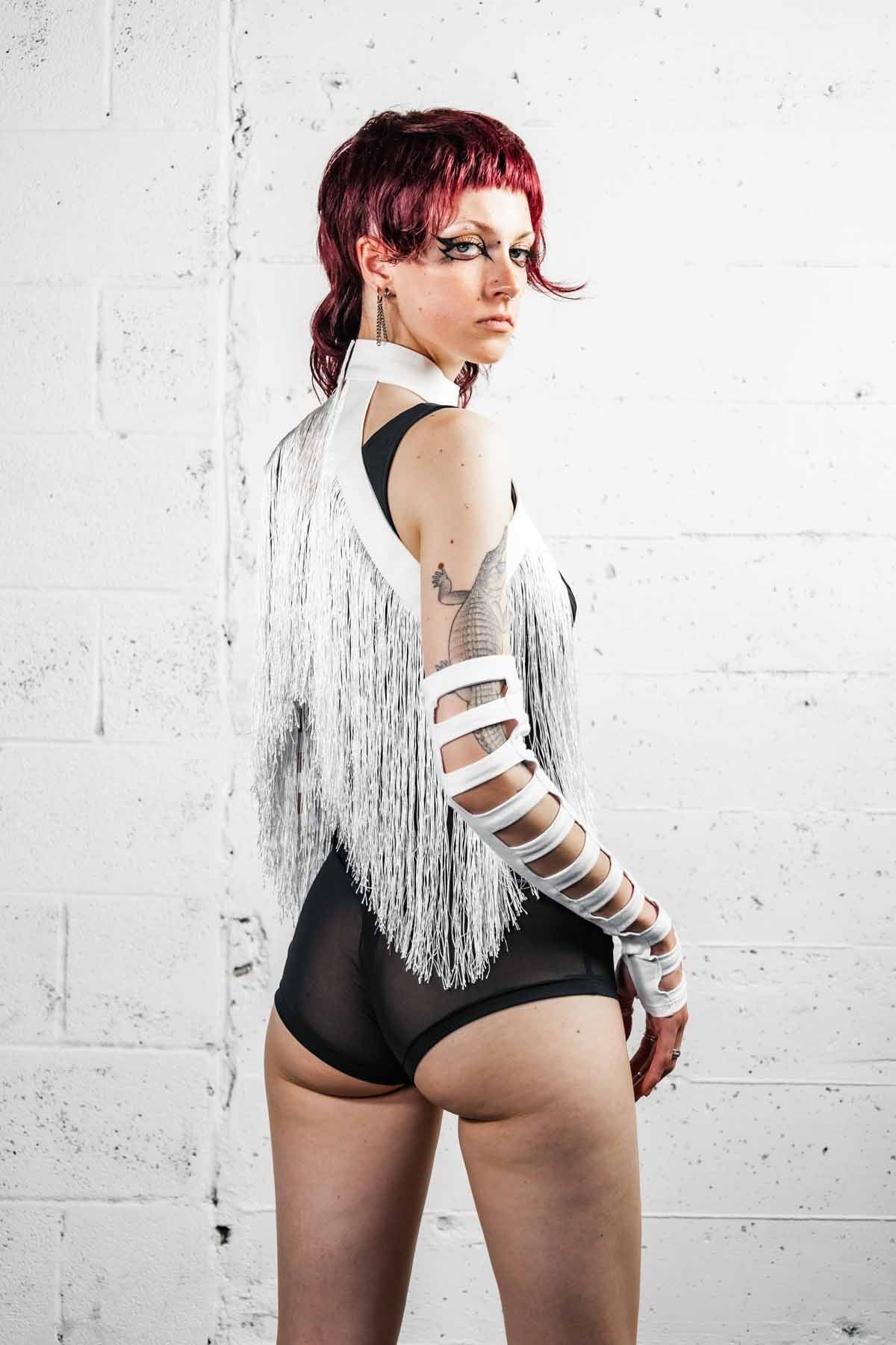 Cage Arms — White Cotton Gauntlets | Five and Diamond