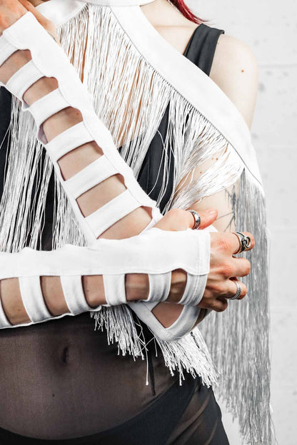 Cage Arms — White Cotton Gauntlets | Five and Diamond