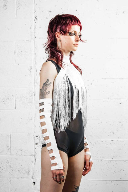 Cage Arms — White Cotton Gauntlets | Five and Diamond