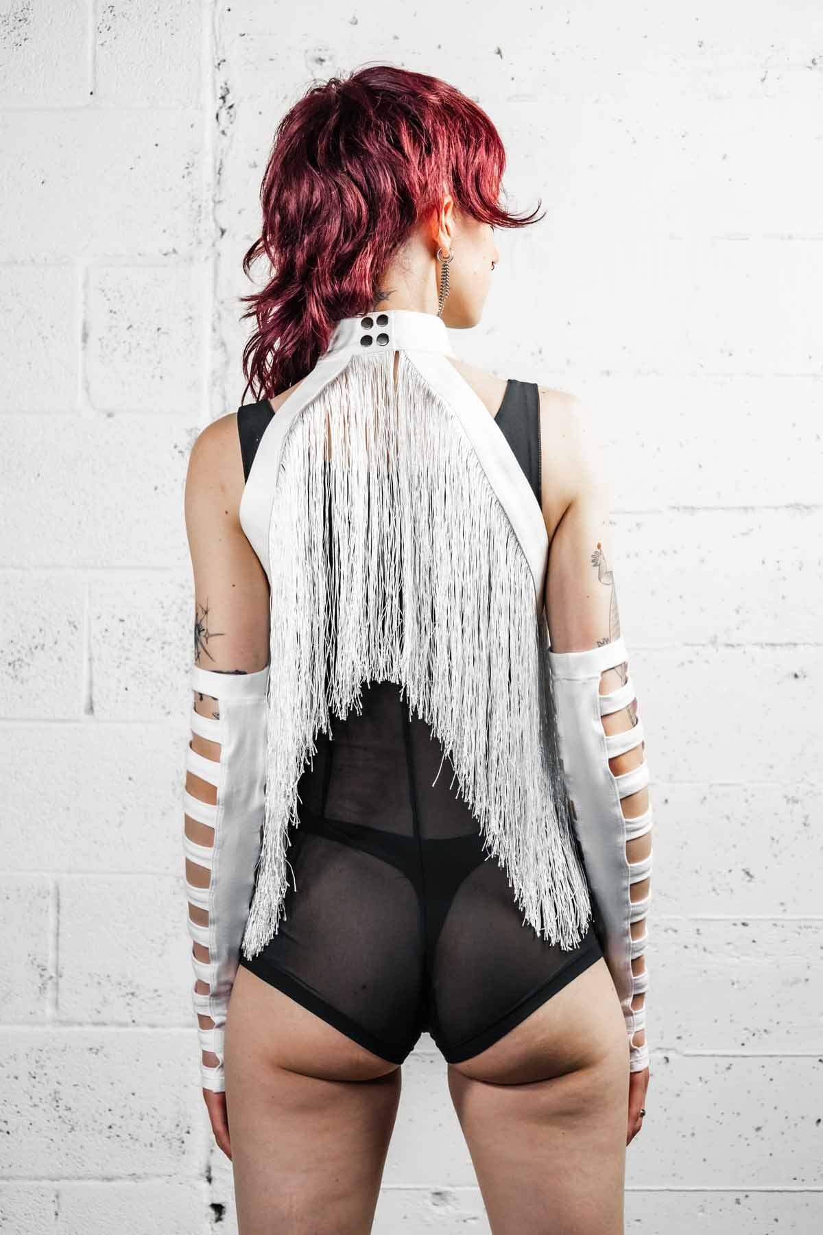 Cage Arms — White Cotton Gauntlets | Five and Diamond