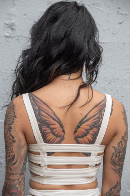 Cage Bra — Cream Nylon | Five and Diamond