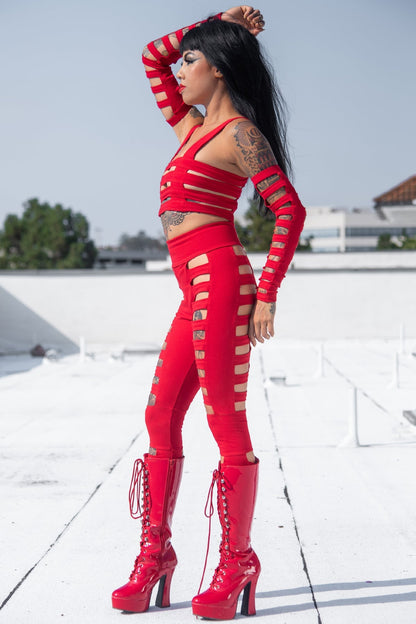 Cage Bra — Red Cotton | Five and Diamond