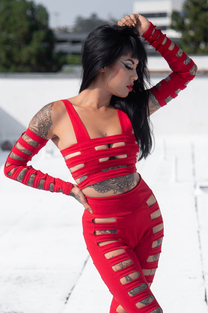 Cage Bra — Red Cotton | Five and Diamond