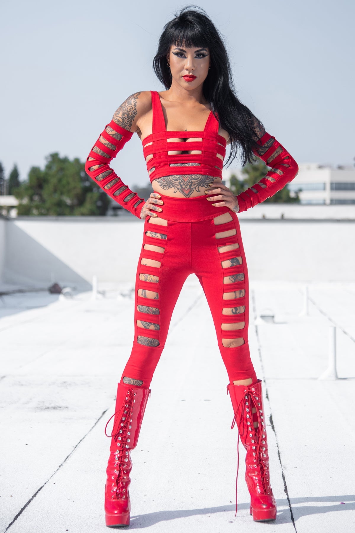 Cage Bra — Red Cotton | Five and Diamond