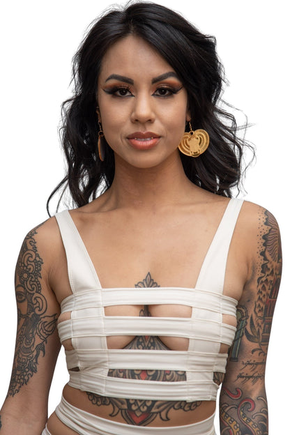 Cage Bra — Cream Nylon | Five and Diamond