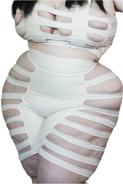 Delila Curve Ladder Shorts — White Nylon | Five and Diamond