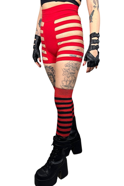 Delila Ladder Detail Shorts — Red Cotton | Five and Diamond