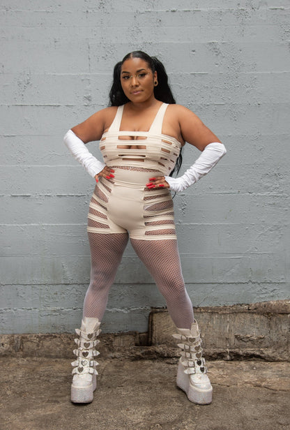 Deluxe Cage Bra — Swim Nylon in Cream | Five and Diamond