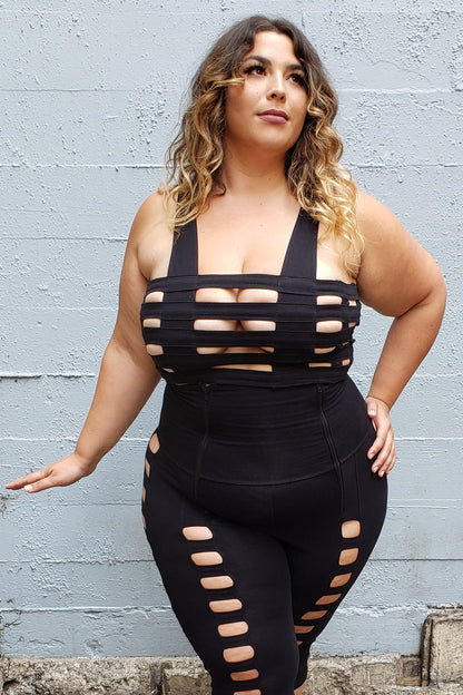 Deluxe Cage Bra - Black Cotton | Five and Diamond