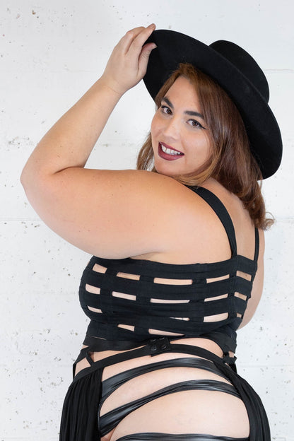 Deluxe Cage Bra - Black Cotton | Five and Diamond