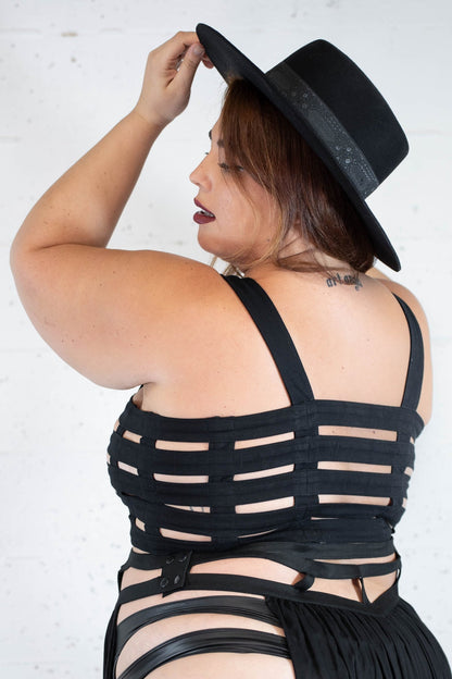 Deluxe Cage Bra - Black Cotton | Five and Diamond