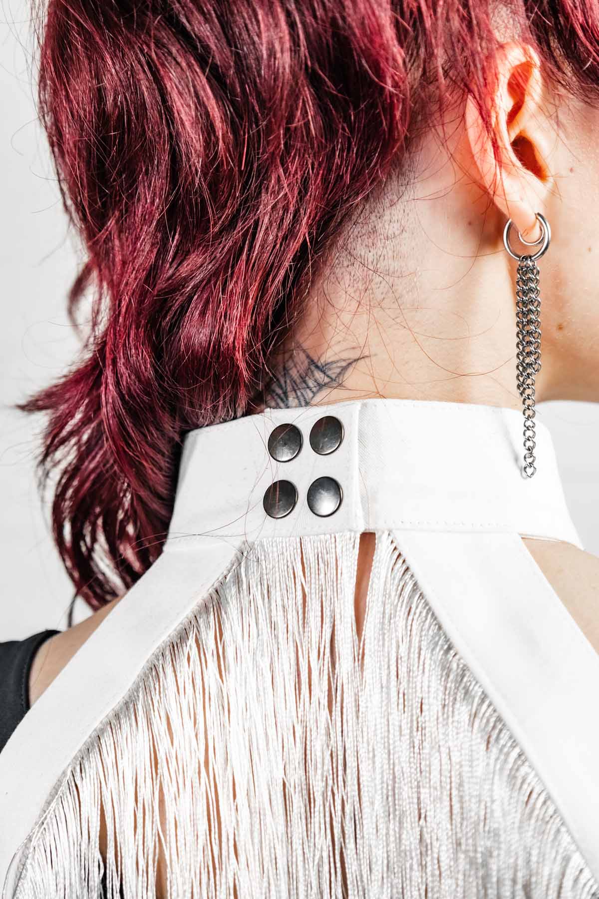 Fringe Halter Wrap — Convertible Cotton Collar in Off-White | Five and Diamond