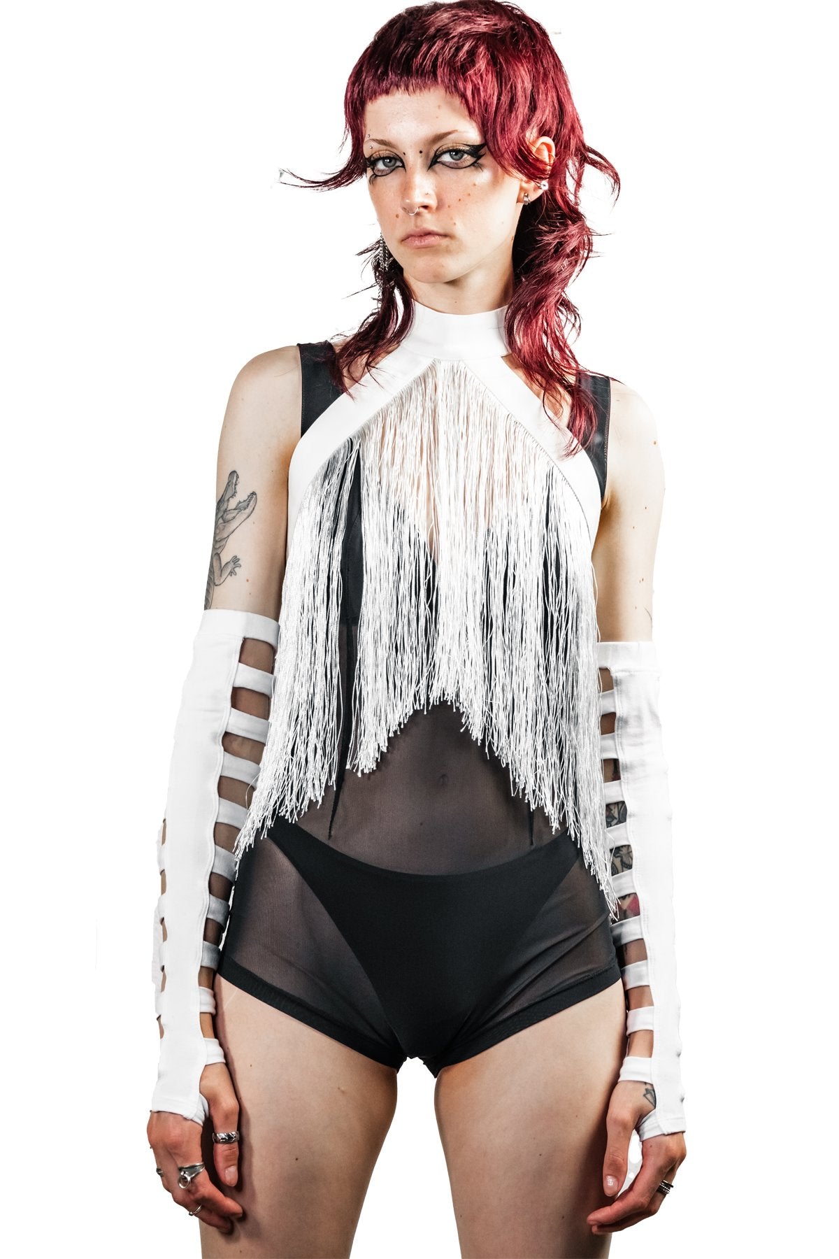Fringe Halter Wrap — Convertible Cotton Collar in Off-White | Five and Diamond
