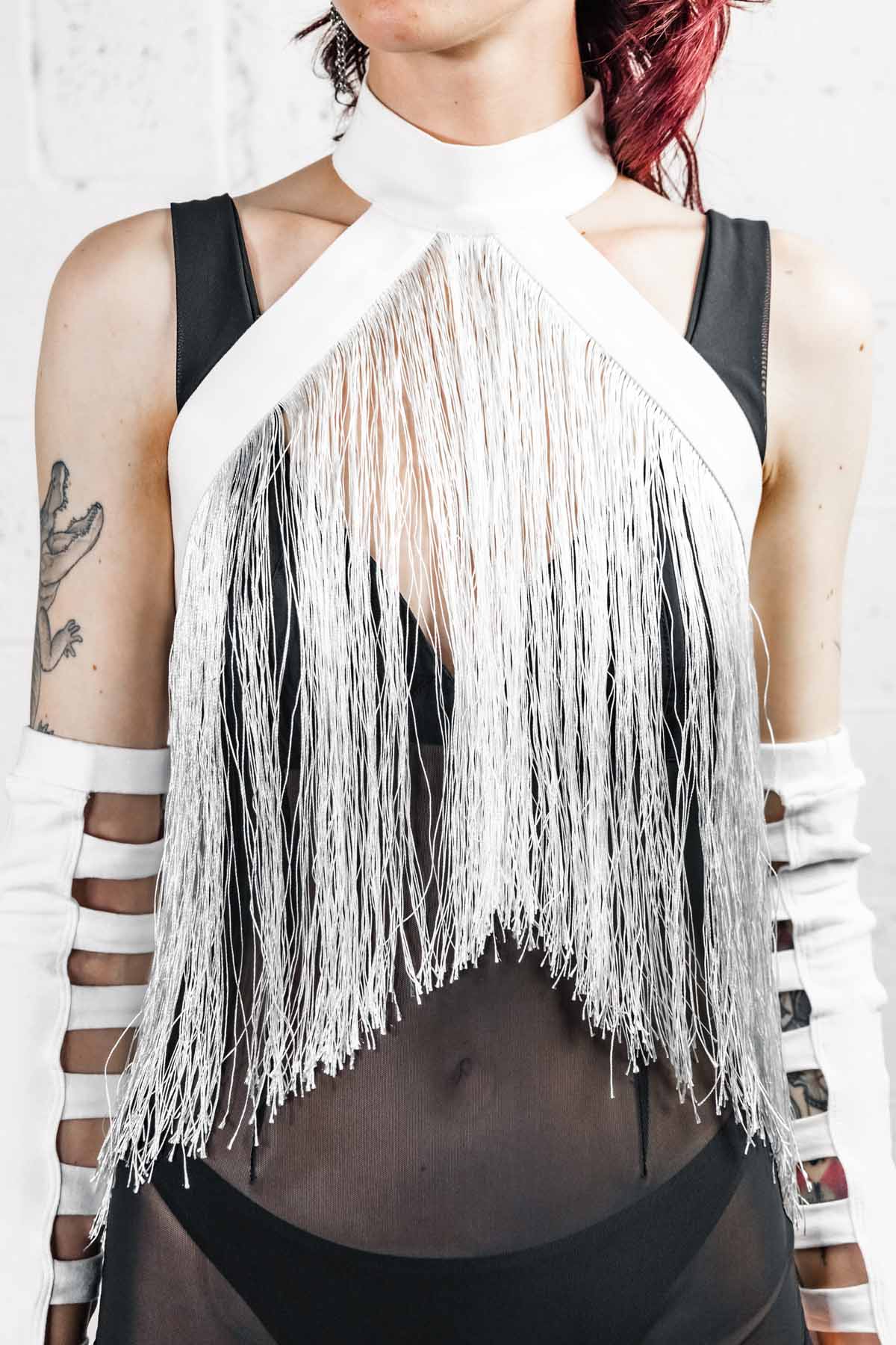 Fringe Halter Wrap — Convertible Cotton Collar in Off-White | Five and Diamond