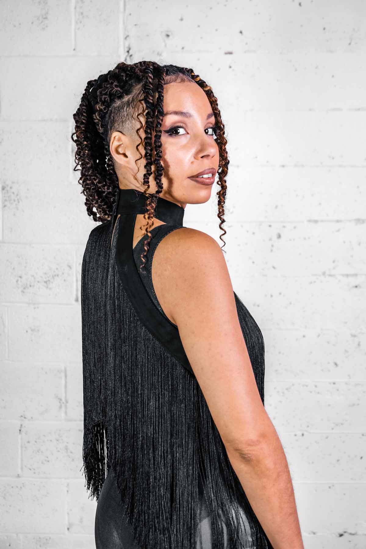 Fringe Halter — Dense Fringe Convertible Collar in Black | Five and Diamond