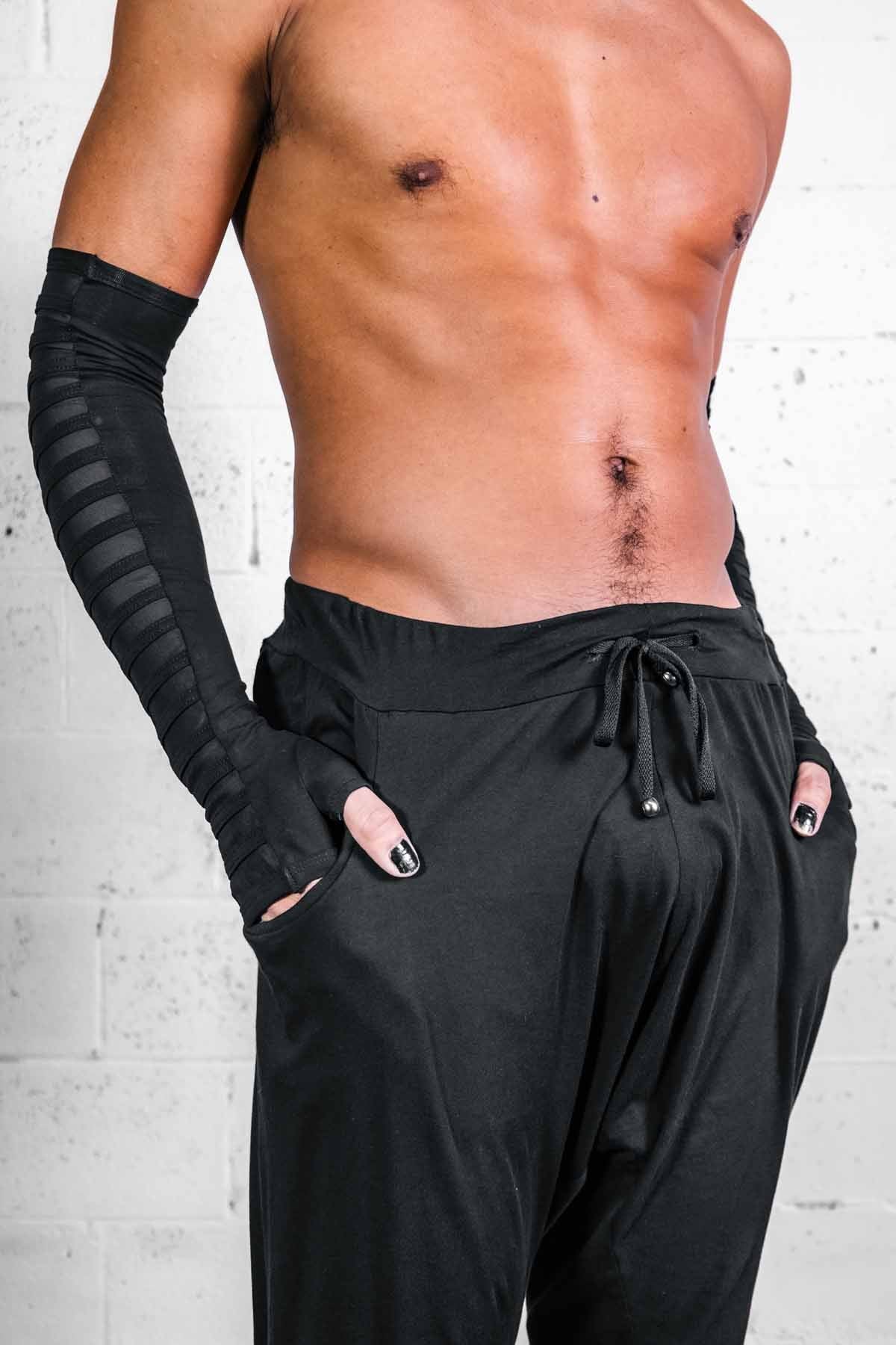 Opera Length Gamut Gloves — Black Cotton & Mesh | Five and Diamond