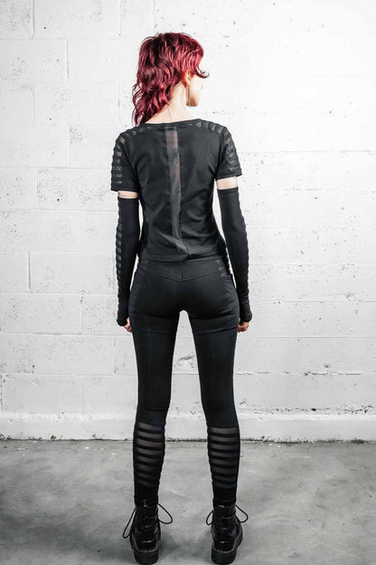 Opera Length Gamut Gloves — Black Cotton & Mesh | Five and Diamond