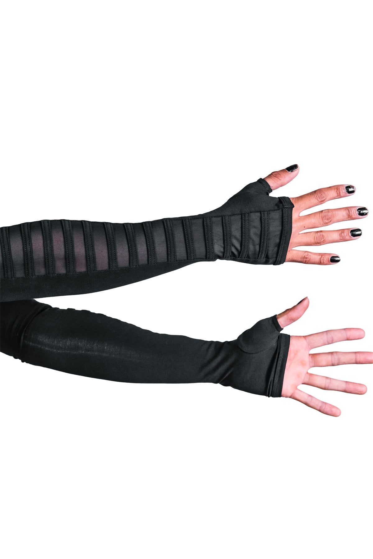 Opera Length Gamut Gloves — Black Cotton & Mesh | Five and Diamond
