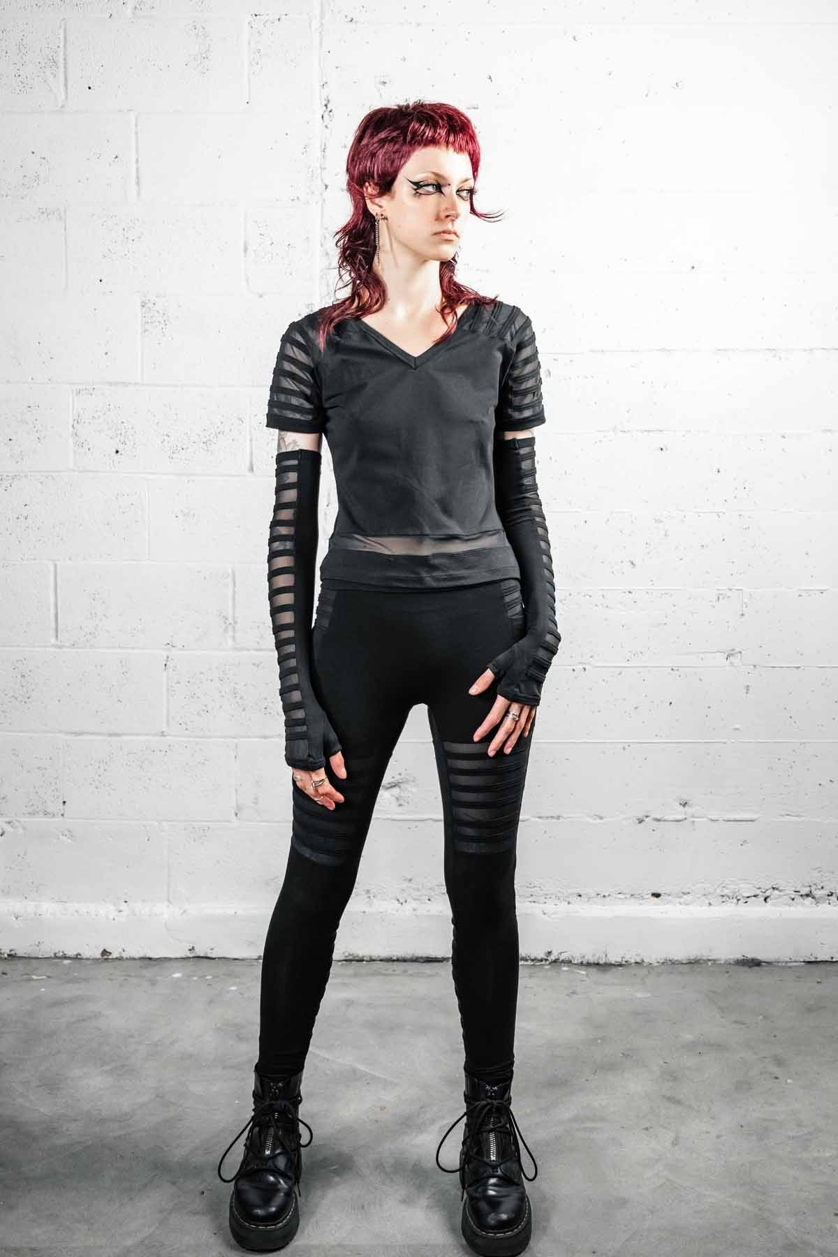 Gamut Bamboo Mesh Panel Leggings — High Waist in Black | Five and Diamond