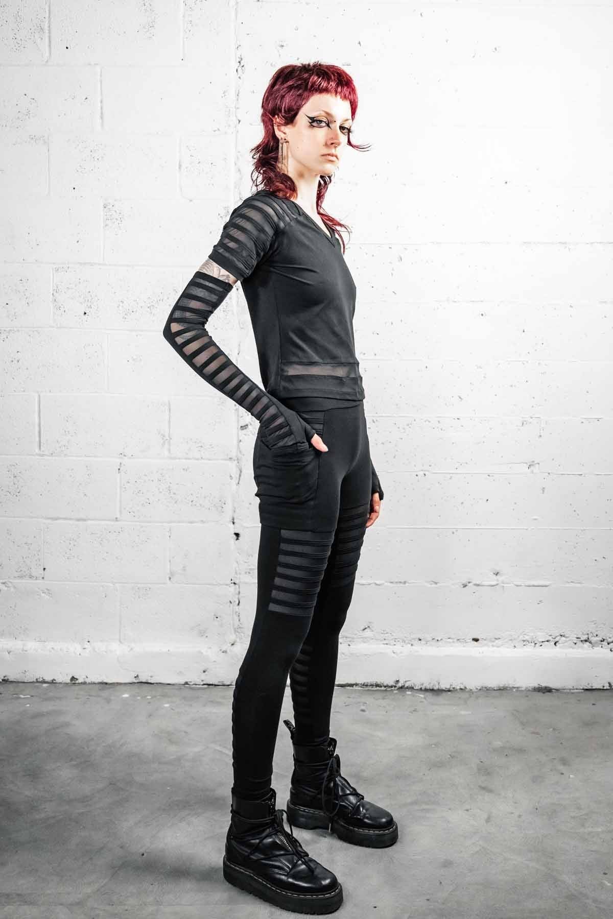 Gamut Bamboo Mesh Panel Leggings — High Waist in Black | Five and Diamond