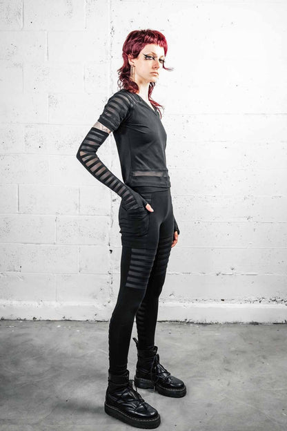 Gamut Bamboo Mesh Panel Leggings — High Waist in Black | Five and Diamond