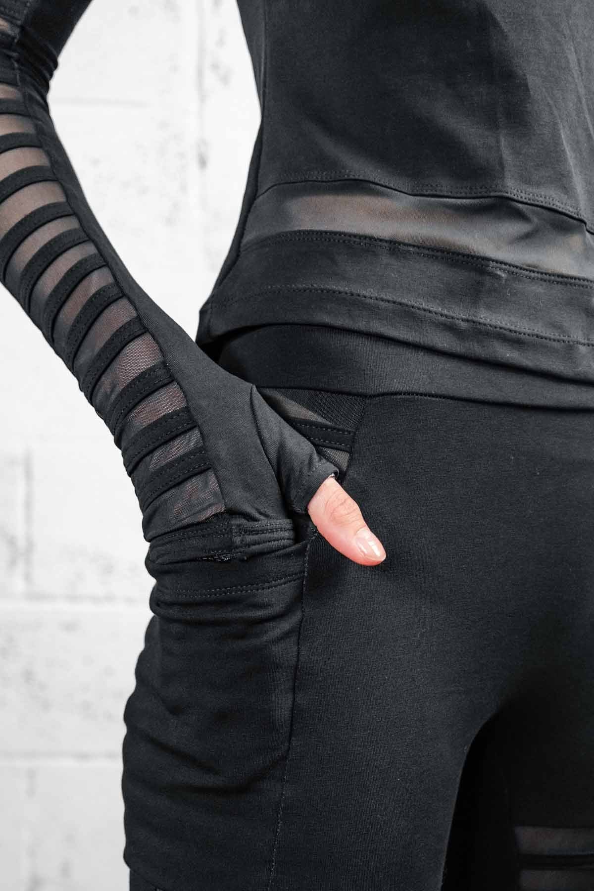 Gamut Bamboo Mesh Panel Leggings — High Waist in Black | Five and Diamond